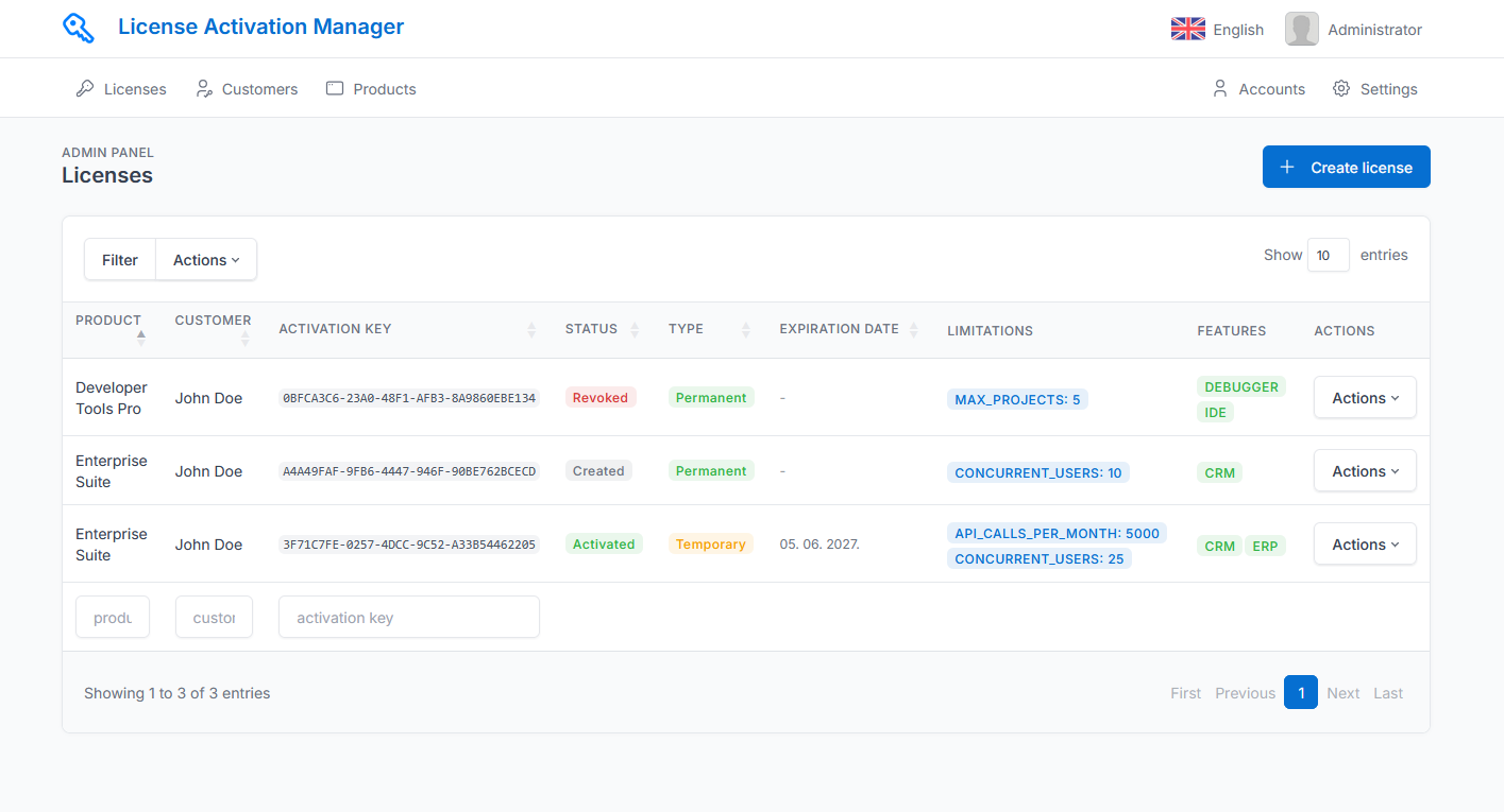 License Activation Manager Screenshot